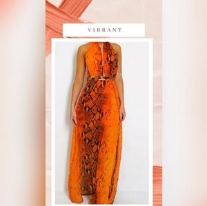 Orange snake print dress